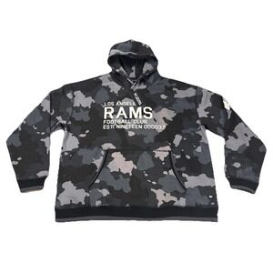 NWT The Wild Collective Men's 2XL Los Angeles Rams Pullover Hoodie Black Camo‎